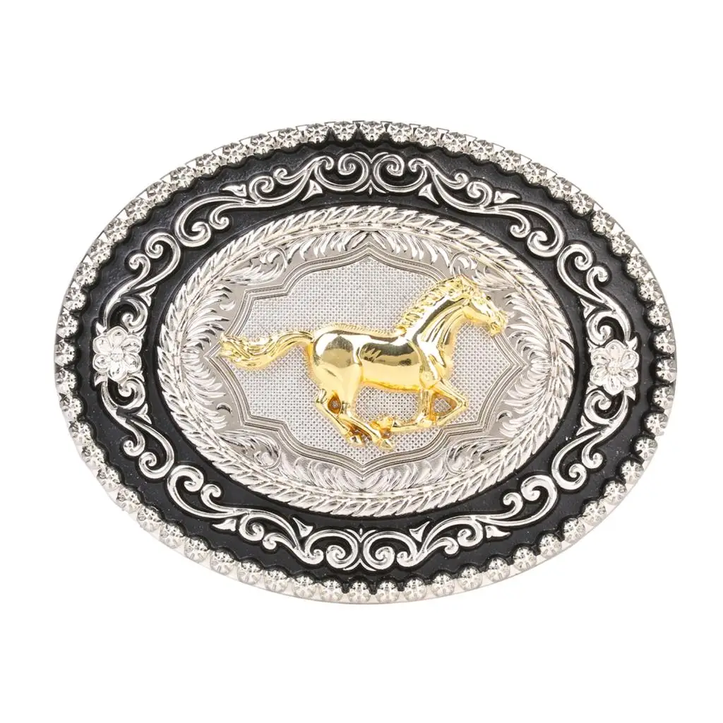Belt Buckle Horse OX Head Arabesque Men Buckle Western Cowboy Jeans Accessory Metal Belt Buckle
