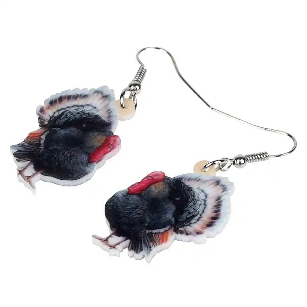 Bonsny acrílico ação de graças peru galo galinha brincos de galinha gota balançar decoração jóias para mulher adolescente menina charme festa presente