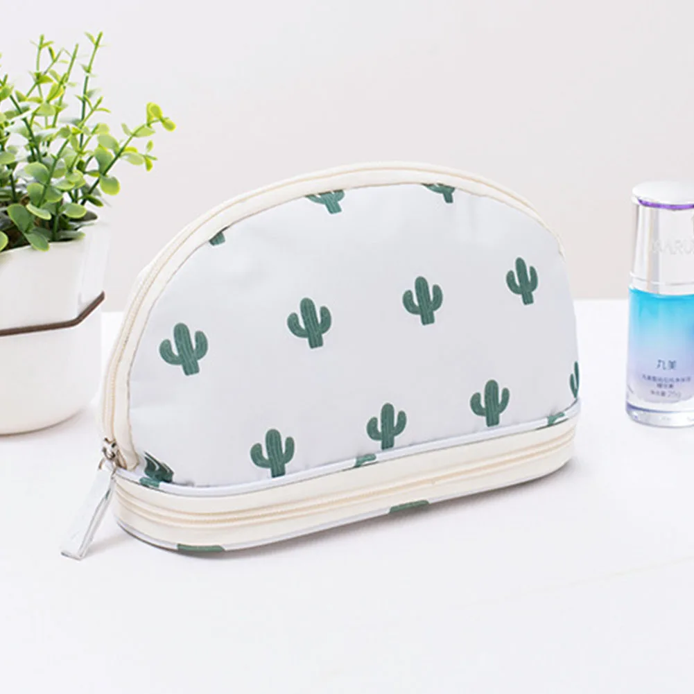 Cactus Вместительный клатч для макияжа сумка с двойной подкладкой для путешествий цветочный принт туалетный органайзер для хранения многофункциональный водонепроницаемый чехол косметический - Цвет: Cactus