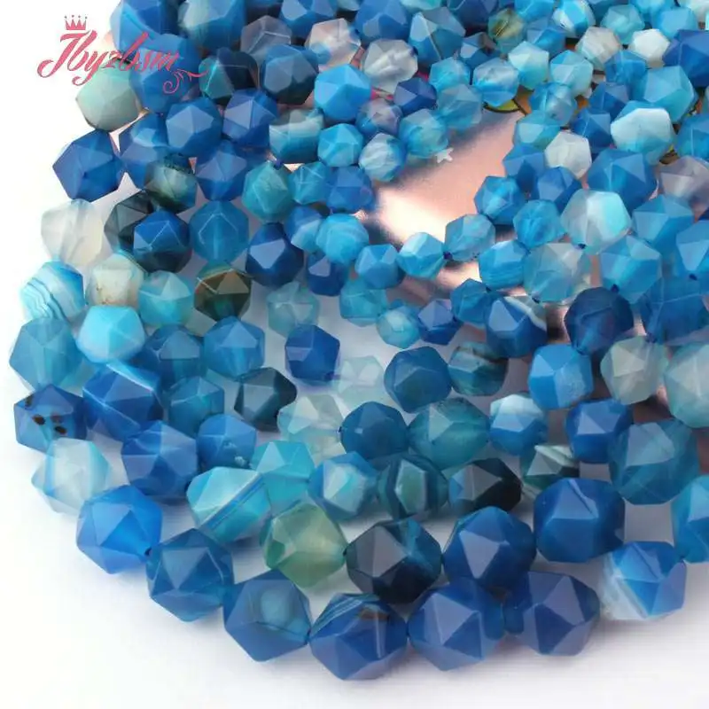 

6.8.10mm Blue Faceted Round Agates Natural Stone Spacer Beads for Accessories DIY Charms Necklace Bracelet Jewelry Making 15"