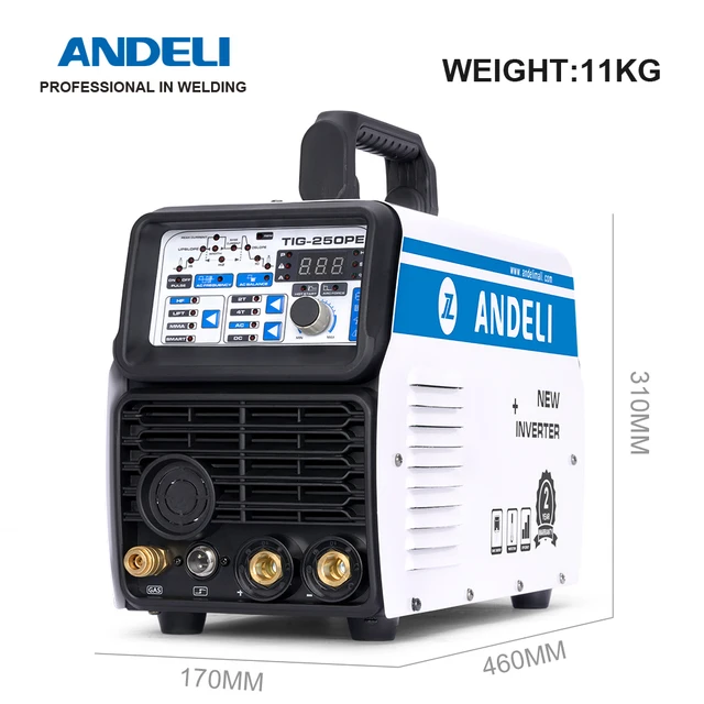 ANDELI-máquina de soldadura de aluminio TIG-250PE TIG, soldador inteligente multifunción HF/LIFT TIG/Pulse TIG/MMA/AC DC 3