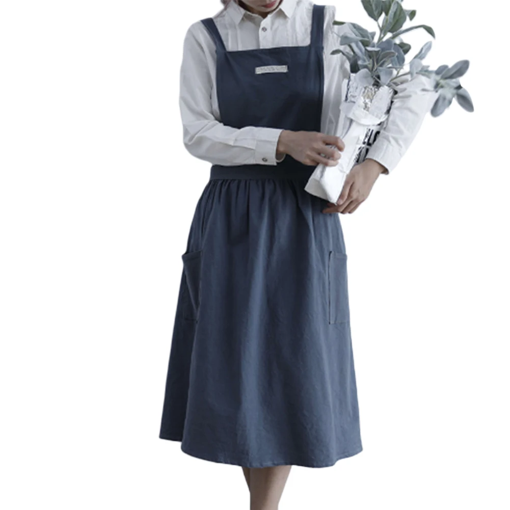 AA 1PC Autumn Female Women Bib Apron Cotton Linen Pinafore Dress Cafe Kitchen Cooking Florist Vintage