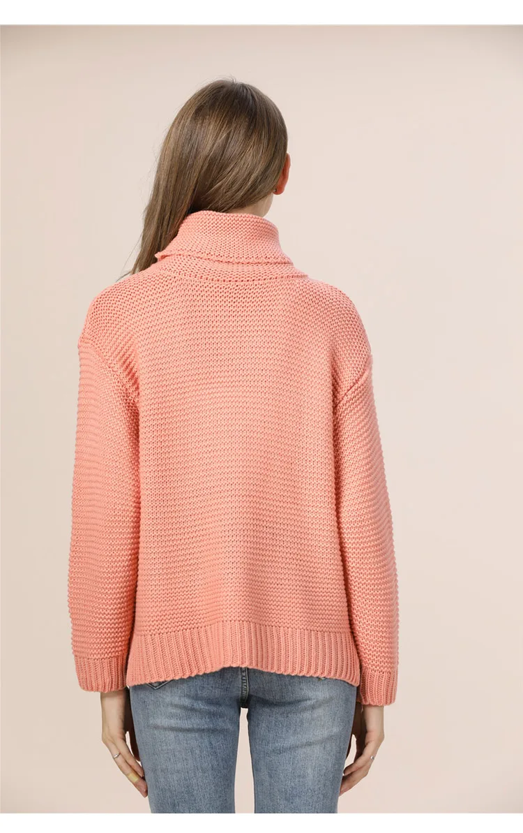 Теплый вязаный свитер женский кофта женская водолазка женская одежда осень зима красный новогодний свитер