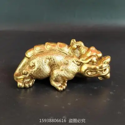 

Exquisite Antique Solid Alloy Copper Lucky Fortune Pixiu Handle Mini Ornament