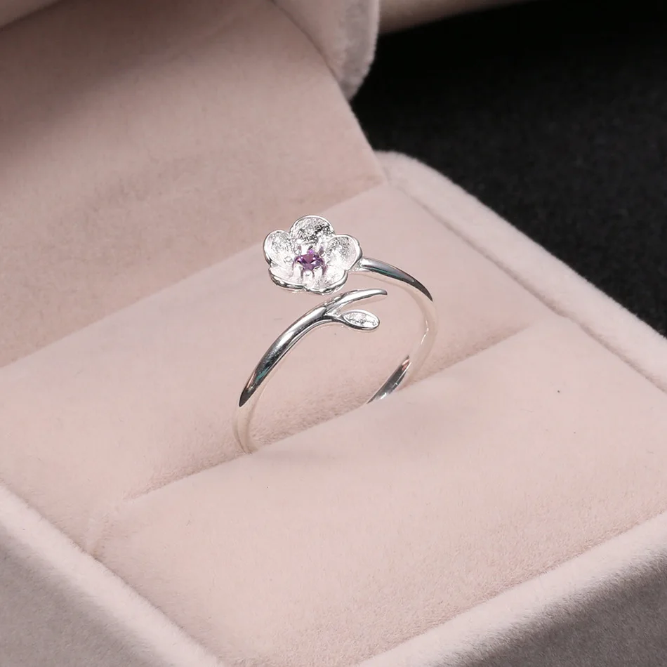 Серебро 925, ювелирное изделие, фиолетовое циркониевое Вишневое кольцо, простое модное серебряное кольцо для женщин, обручальное, свадебное, элегантное, аксессуары