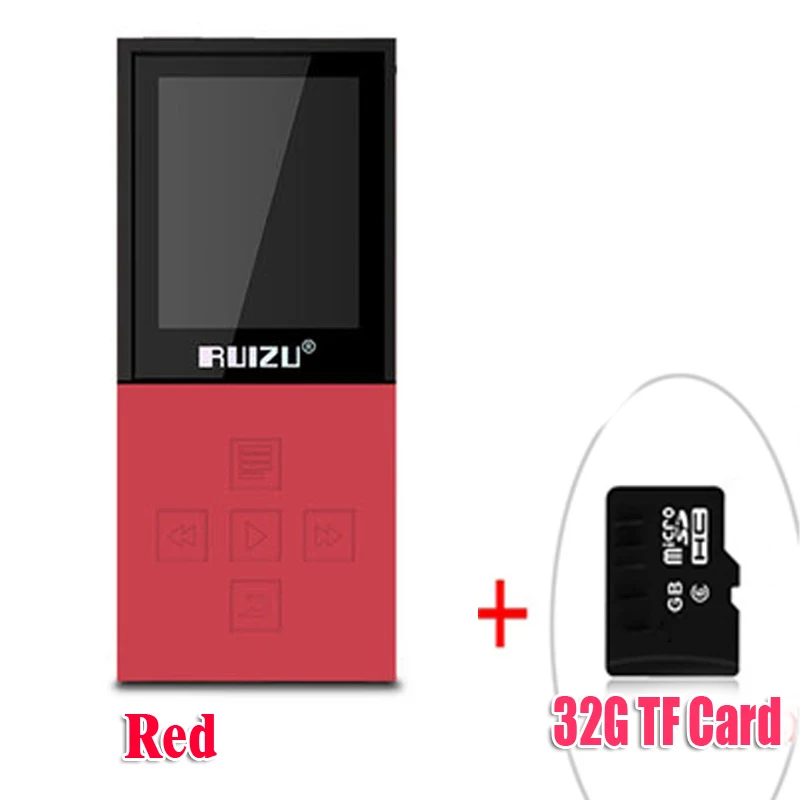 RUIZU X18 Bluetooth спортивные MP3 плеер с 8 г дой-Пак playing130Hours высокого качества без потерь Регистраторы FM для говорить - Цвет: RedWith32GBTFcard