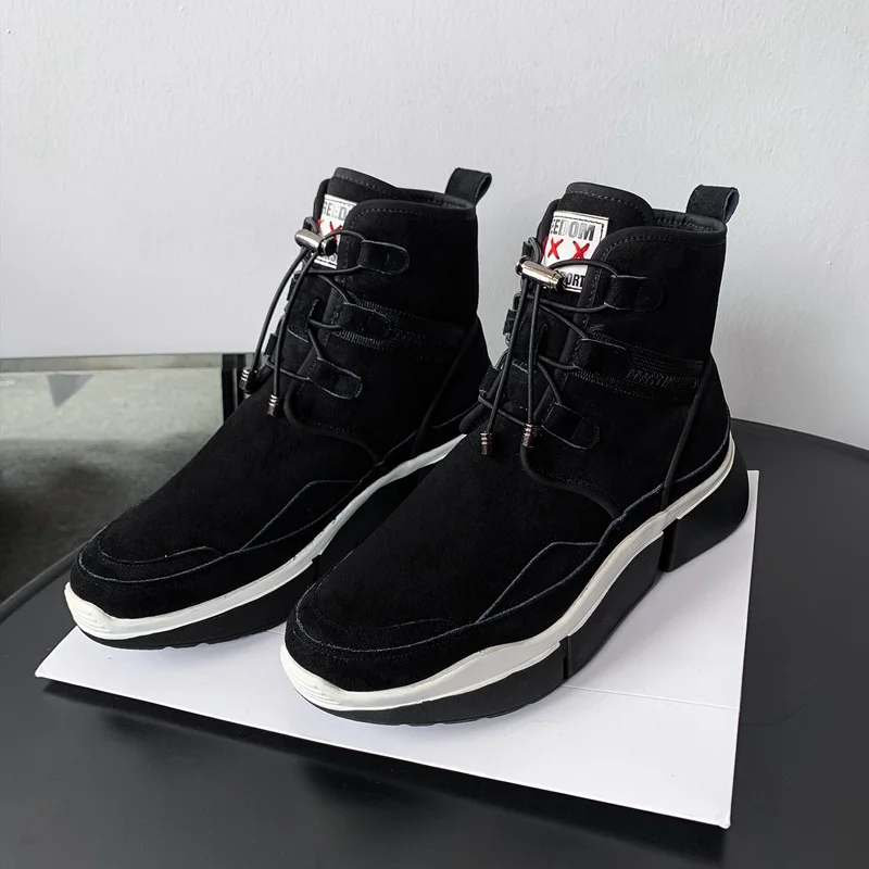 black ZVQ winter new concise snow boots outside casual plush warm mid heels platform cow suede mixed colors women shoes drop shipping - Цвет: black