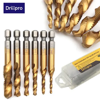 

Drillpro Hss Tap Drill Combination Bit Countersink Set Titanium Screw Tap Drill Bit Set High Quality