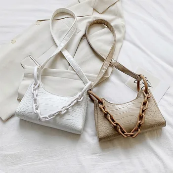 

Retro Casual Women Totes Shoulder Bags Female Leather Solid Color Chain Handbag Fashion Exquisite Shopping Bag