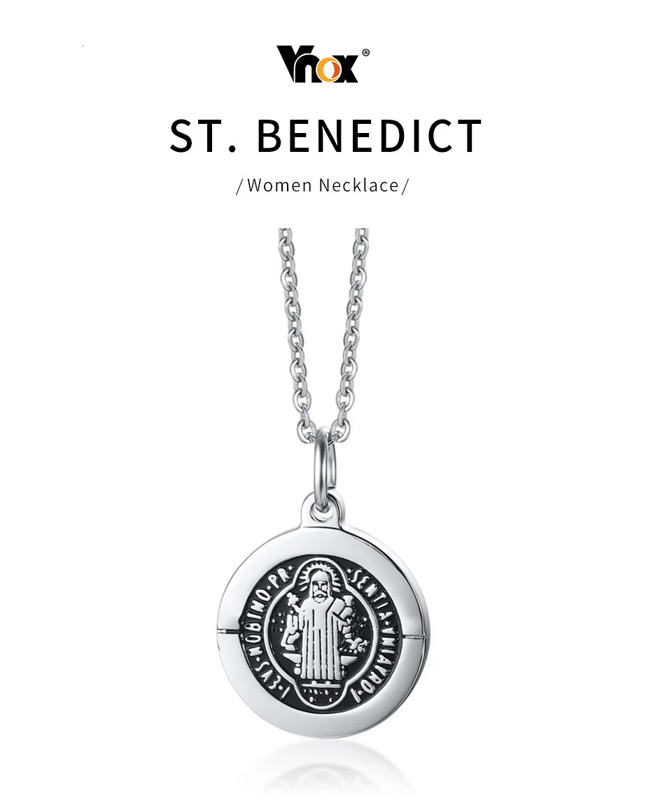 Vnox Святого Бенедикта Exorcism кулон ожерелье для женщин мужчин из нержавеющей стали католический Римский крест защита демона призрак Охотник