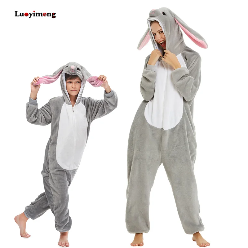 Women Kugurumi Adult Animal Pijama Unicornio Panda Onesies Kids Flannel Pajamas For Girls Boys Cartoon Sleepwear Winter Overalls