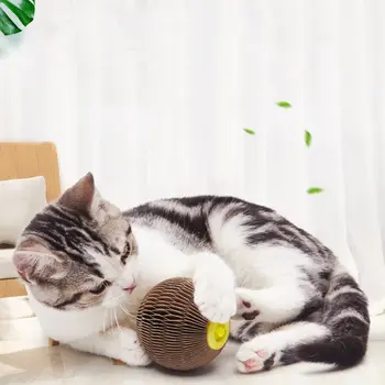 

Creative Cat Catnip Ball Refillable Scratcher Corrugated Paper Interactive Toy 95AA