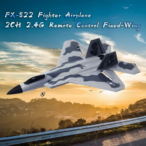 Best FX 822 F22 24G Wingspan Fixed Wing RC Fighter Aircraft Airplane RTF Model Toy drone quadcopter