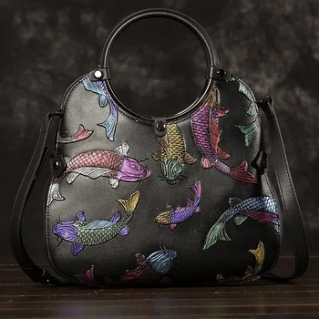 

Johnature National Style 2020 New Cow Leather Women Bag Vintage Cowhide Handbag Handmade Embossing Shoulder & Crossbody Bags