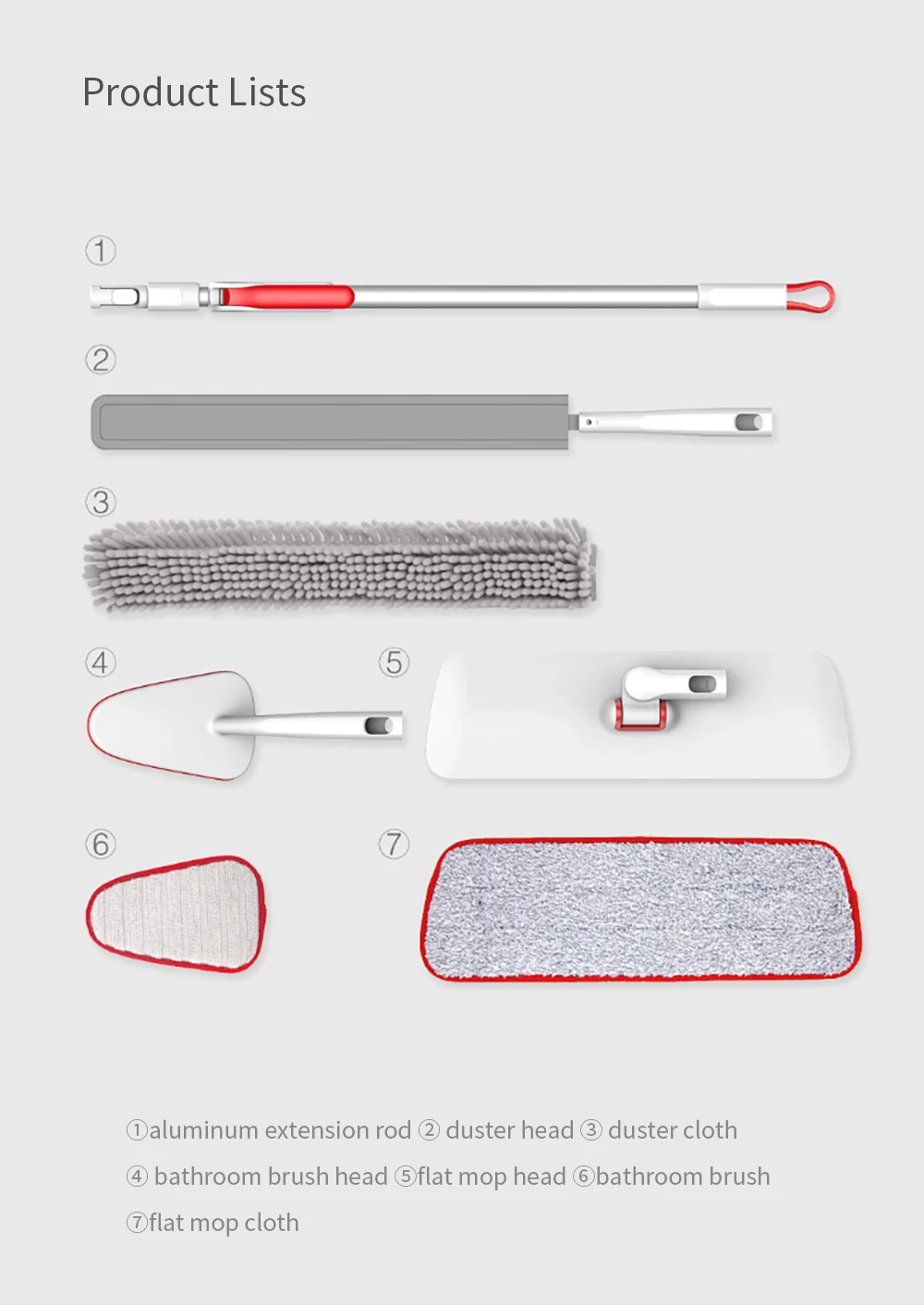 Xiaomi YIJIE многофункциональные чистящие комплекты ручной плоская Швабра Duster щетка для очистки 3-в-1/7-в-1 чистящие средства для дома