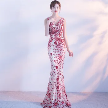 

Vestidos De Festa Curto Gengli Evening Female 2020 New Autumn Elegant Host Long Princess Fish Tail Banquet Fashion Toast Bride