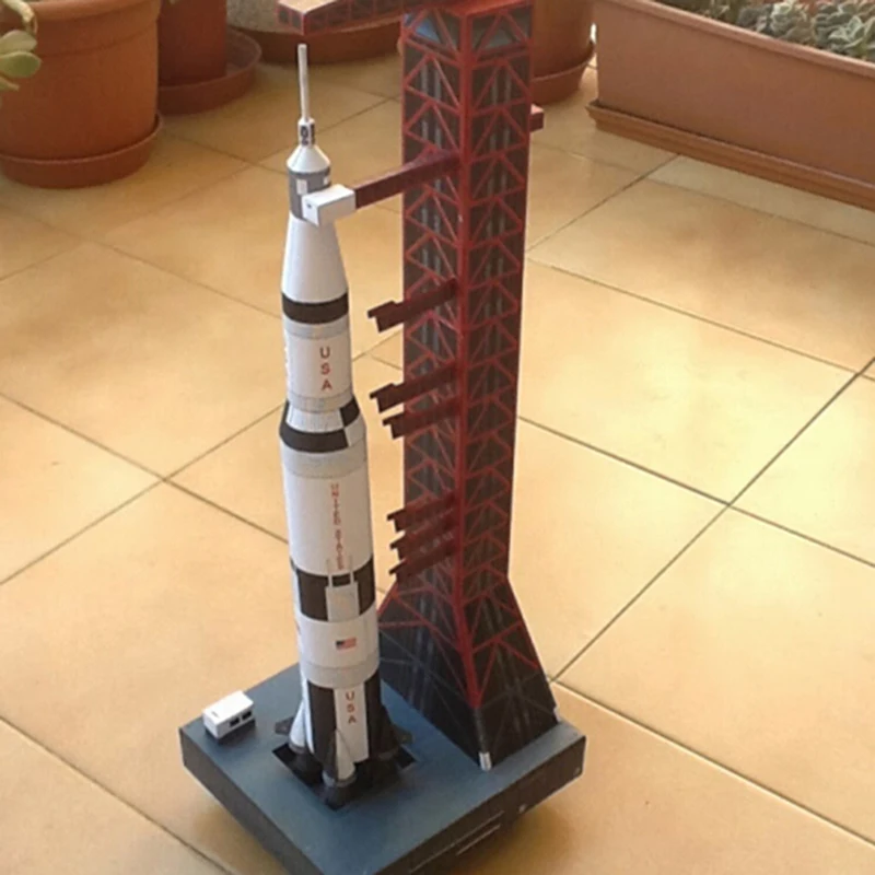 1:300 Saturn V Rocket Paper 37cm Model Puzzle Manual Space 3D DIY Origami Paper Art Toy