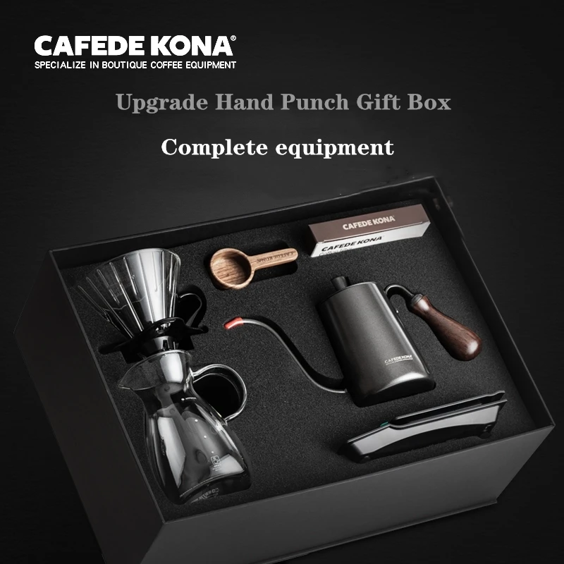 

2020 Hand Brewed Coffee Pot Set Cafedekona Coffee Gift Box Six-piece Set Hand Brewed Pot / Scale / Filter Cup Filter Paper Pot