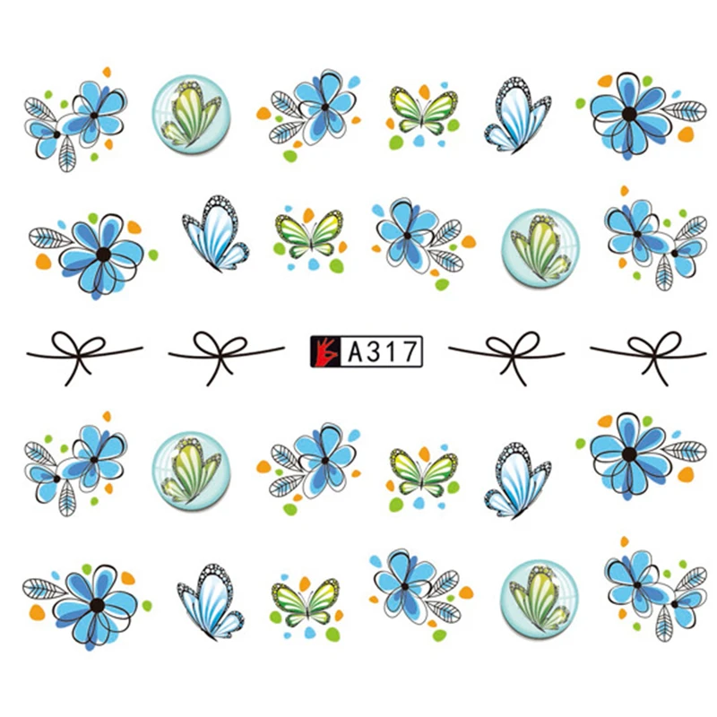 GAM BELLE 1 Sheet DIY Flower Slider Water Transfer Sticker Nail Art Pink Rose Flower Decals 5