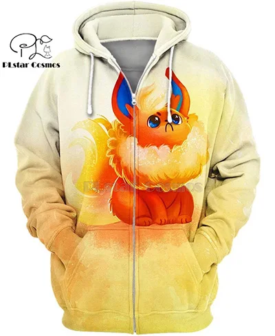 PLstar Космос Покемон из японского аниме Flareon Милые 3d толстовки/Толстовка зима осень Забавный Harajuku уличная одежда - Цвет: zip hoodies