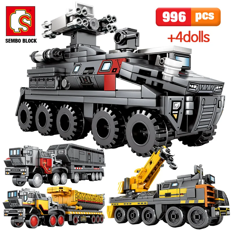 SEMBO 996 шт город бродячих земных автомобилей строительные блоки техника военный