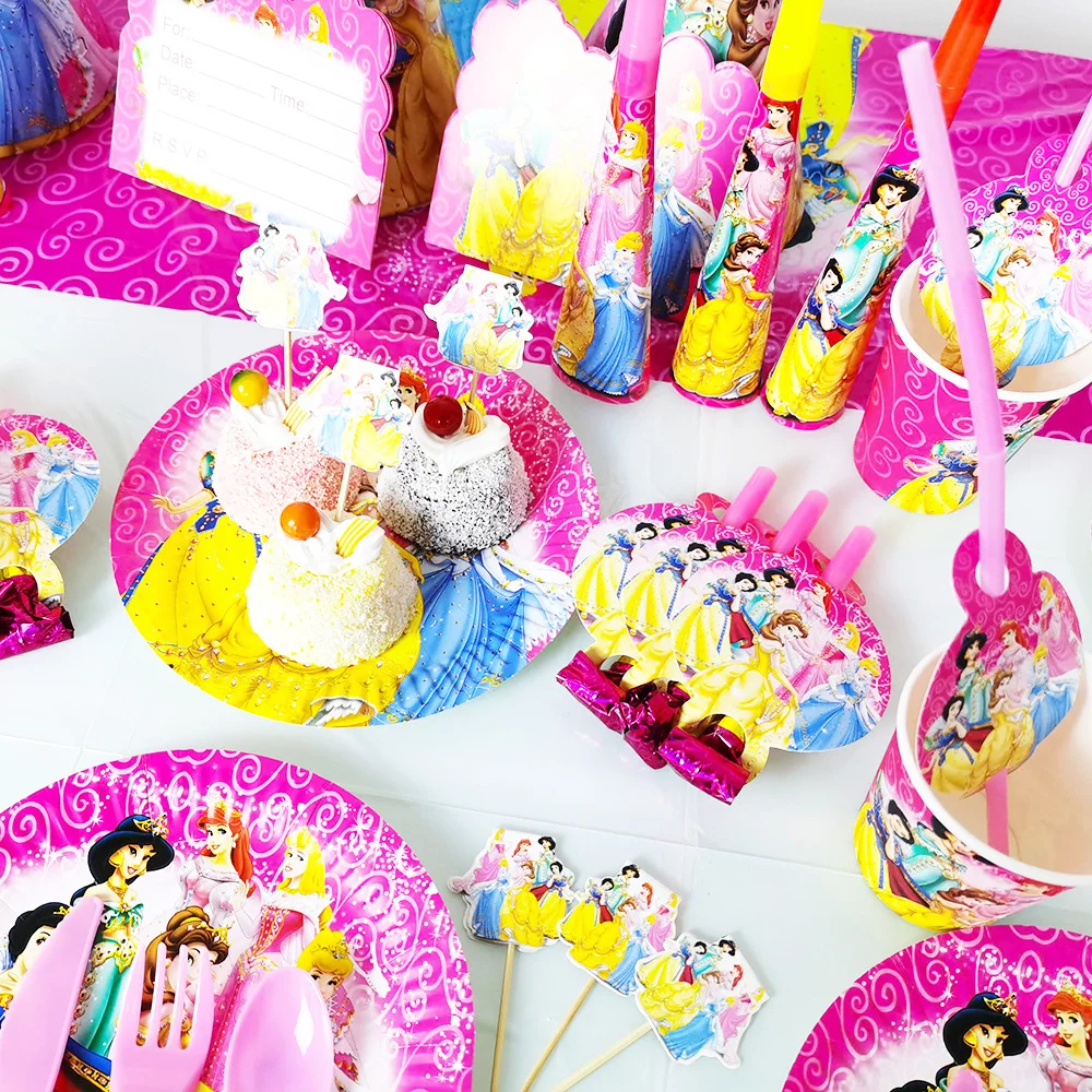 Disney Princess one years old birthday party Disposable tableware decor banner Cake stand decoration birthday party supplies