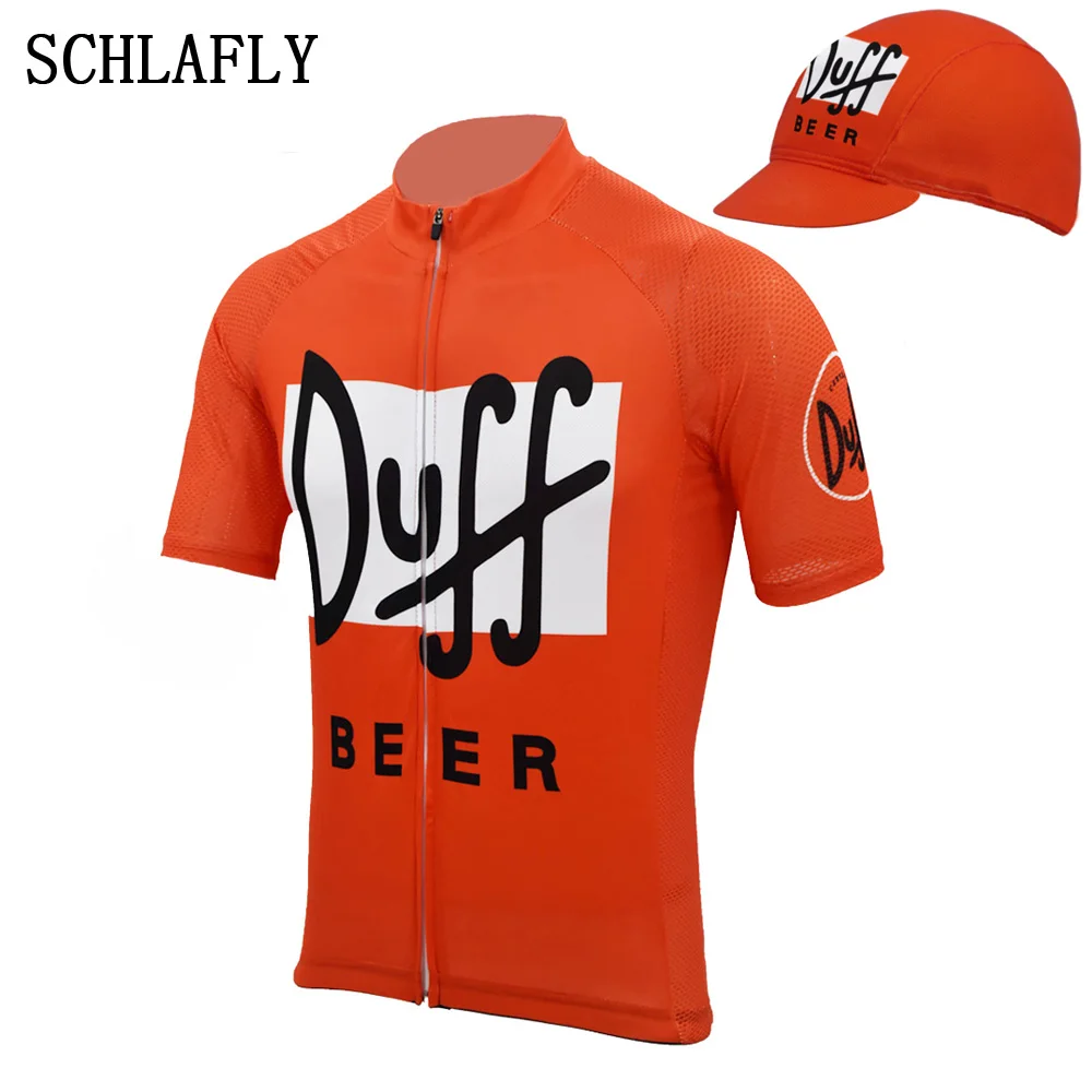 Duff beer Cycling Jersey Orange Retro Summer Short Sleeve Bike Wear Cycling Cap Road Jersey Cycling Clothing