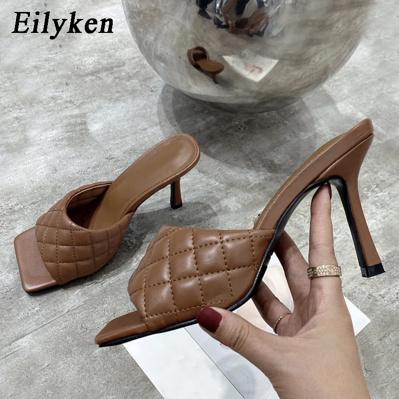 Eilyken/летние женские шлёпанцы; дизайнерские шлёпанцы; сандалии с квадратной подошвой; женская обувь на высоком каблуке 9 см; Летняя женская обувь