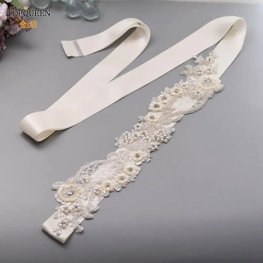 TOPQUEEN S53 Luxury Wedding Dress Belt Dress Sashes for Women Girdles  Beaded Belt Bridal Belt with Pearls Bridesmaid Dress Belt