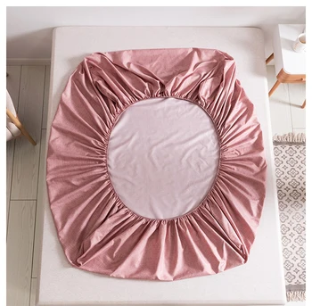 

Fitted Sheet Mattress Cover Solid Color Bedding 100% polyester Linen Bed Sheets With Elastic Band Double Queen Size Bedsheet