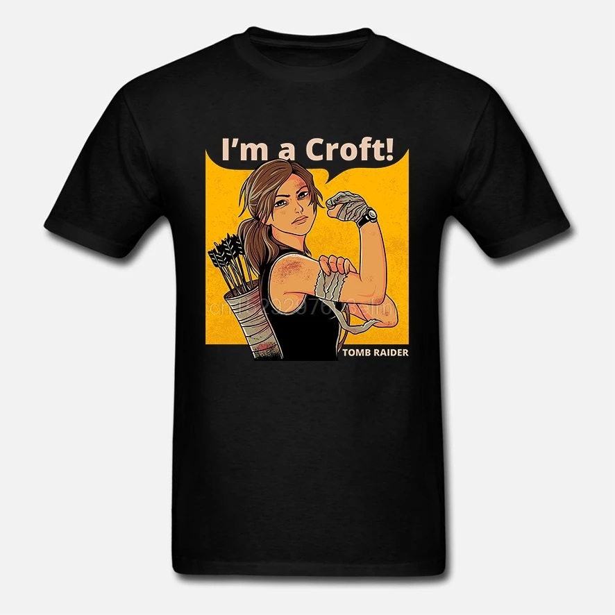 Im A Croft We Can Do It Tomb Raider Мужская футболка с принтом и коротким рукавом Повседневная