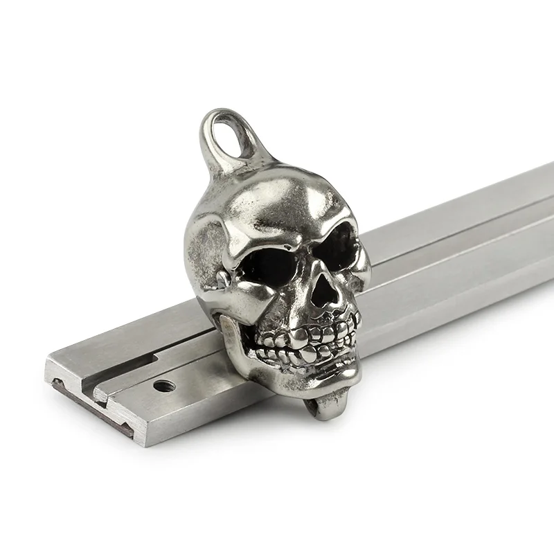 Silver Латунный нож бусины челюсть череп Паракорд Браслет аксессуары DIY подвижный подбородок Паракорд шарик - Color: Silver