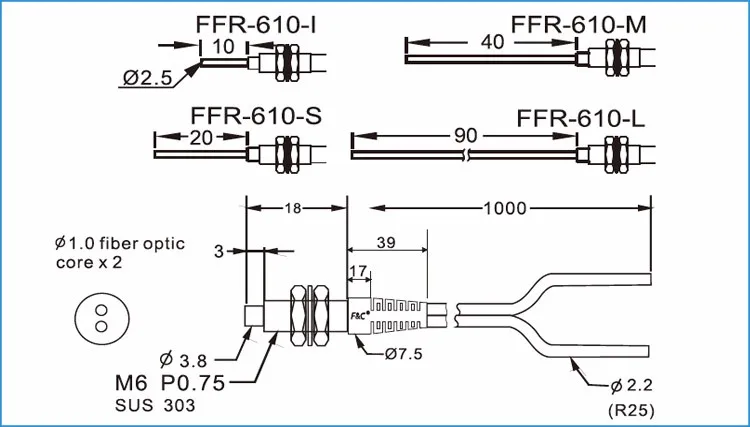 Factory Wholesales M6 diffuse reflective Optic Fiber price