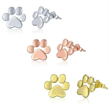 Classic 925 Sterling Silver Animal Dog Cat Paw Stud Earrings for Women Footprints Valentine's Day Gift Christmas present