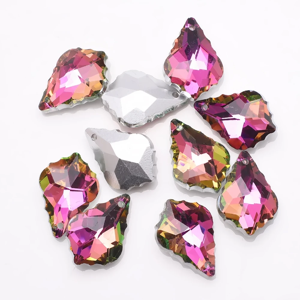 Single Hole Charms Crystal Baroque Pendants Maple Leaf Shape Glass Beads for Jewelry Making Necklace Earrings DIY Best Quality