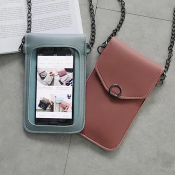 

Cell Phone Touch Pocket Pouch Mobile Phone Bag Touchable Screen Woman Wallet Coin and Card Crossbody Bags Girls Shoulder Strap