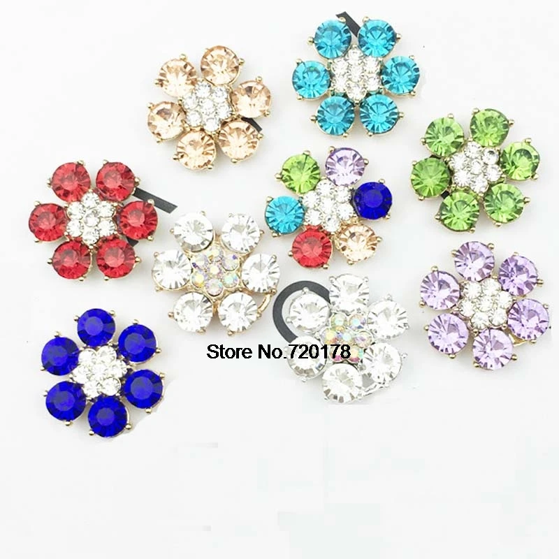 

24*24mm 20pcs Sparckly Flower Rhinestone Button flatback for Wedding Hair DIY Accessories Decorative MBBD19