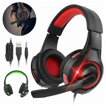 

ABS With Mic Wired LED Lights Gaming Headset Ergonomic Universal Omnidirectional Adjustable Stereo Sound For Xbox One