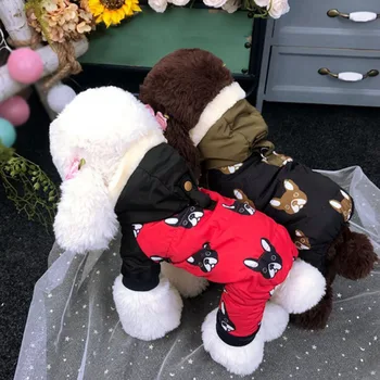 Winter Puppy Dog Coats Cute Dog Printed Warm Fleece Padded Pet Clothes Apparel For Chihuahua Poodles French Bulldog Small Dog 4