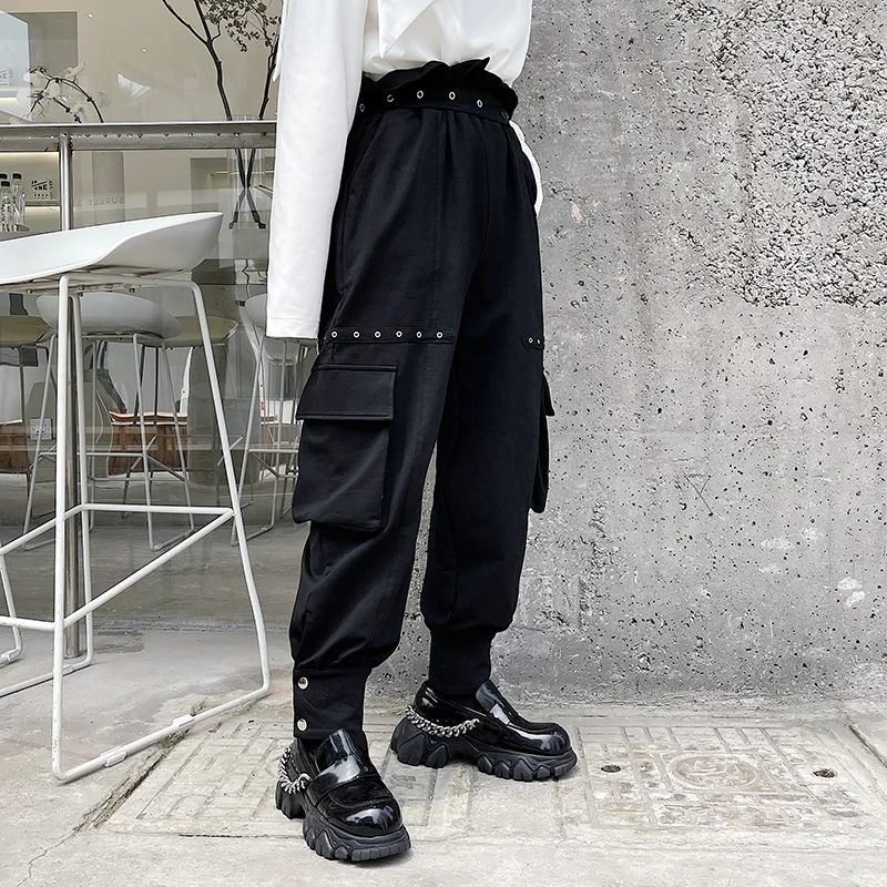 Men's Overalls Spring And Autumn New Personality Three-Dimensional Pocket Decoration Dark Fashion Youth Leisure Large Pants