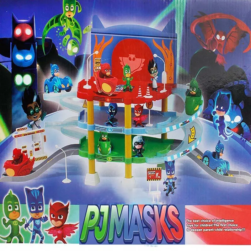 Beste Pj masker 1 parkeerplaats 3 auto Pop model Catboy Owlette Gekko figuur maskers set Monteren speelgoed Interessante games voor kinderen gift2B10