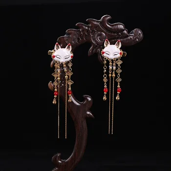 

2pcs Chinese Cute Fox Tassels Hair Barrettes Women Hair Accessories Girl Hair pin Bridal Headpiece Wedding Hair Jewelry