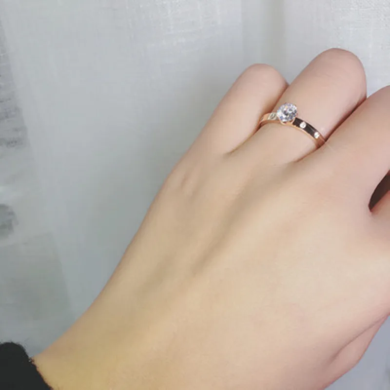 Love Jewelry Titanuim Steel Rose Gold Color Ring Crystal Ring For Women Couple Finger Rings Wedding Size5-9 R008-1 wedding rings finger rings womens ring jewelry rings ring jewelry couple rings