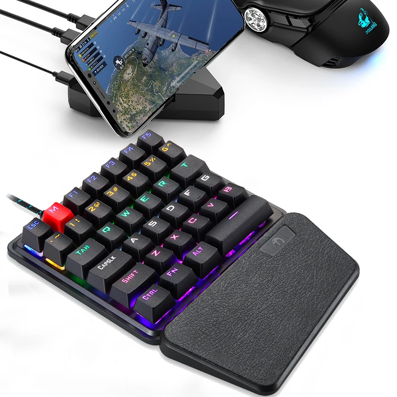Canhoto do Teclado Mecânico do Jogo de Uma Mão para o Telefone Teclado Móvel Pubg Gamer - Imagem 3