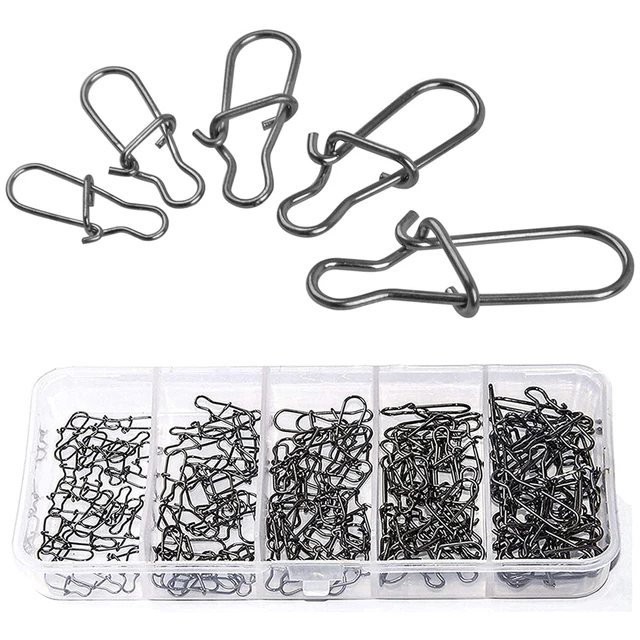 120/180Pcs Stainless Steel Fishing Connector Fast Clip Lock Snap Swivel  Solid Rings Safety nice Snaps