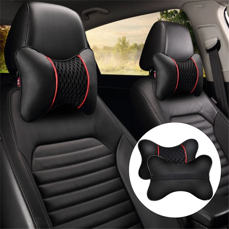 

2Pcs New Pu Leather Car Seat Head Neck Rest Cushion Pad Headrest Pillow