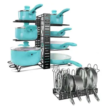 

Detachable Pot Holder Steel 3-in-1 Stove Storage Box With 8 Compartments Adjustable Kitchen Storage Space