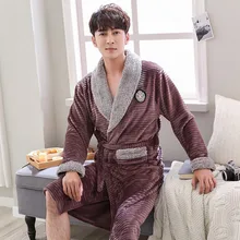Толстые теплые фланелевые кимоно халаты для мужчин новые зимние с длинными рукавами кораллового бархата пижамы халат домашняя утварь банный халат одежда