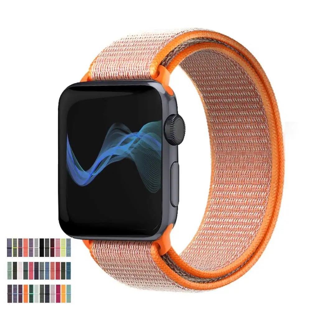 

Band For Apple Watch 4 5 Series 3/2/1 38MM 42MM Nylon Soft Breathable Replacement Strap Sport Loop for iwatch series 4 40MM 44MM