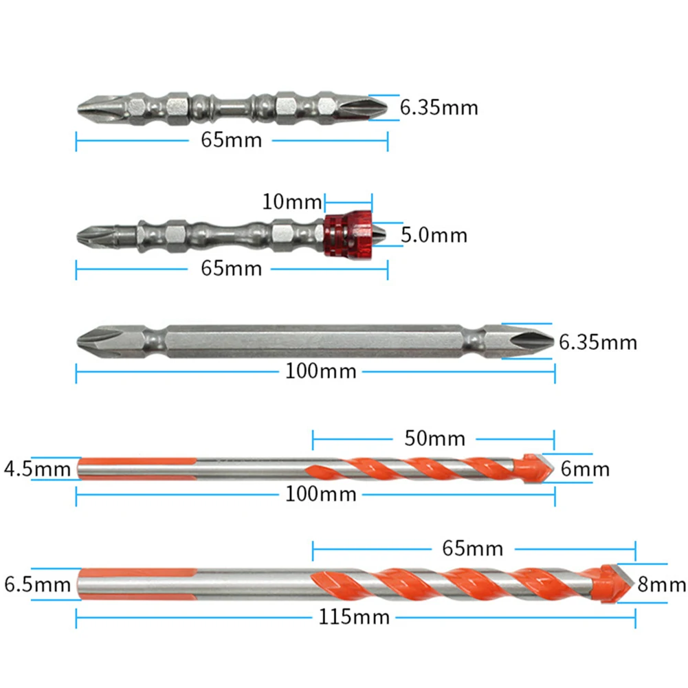 5 шт. портативные сверла набор с магнитной стеклокерамической плиткой крест наконечник Профессиональный Домашний Мини